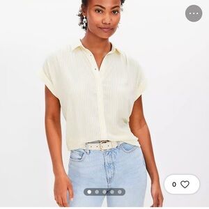 LOFT Soft Yellow Striped Button Down Shirt